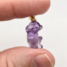 Load image into Gallery viewer, Swingin&#39; Hand Carved Amethyst Monkey and 14K Gold Filled Pendant 509270AMG - PremiumBead Alternate Image 2
