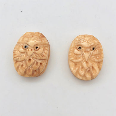 Pair of Wise Owl Carved Beads | 2 Beads | 16x13x5mm | 8625 - PremiumBead Primary Image 1