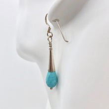 Load image into Gallery viewer, Natural Blue Turquoise and Silver Earrings |Turquoise|1.75&quot; (long)| 307404 - PremiumBead Primary Image 1
