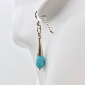 Natural Blue Turquoise and Silver Earrings |Turquoise|1.75" (long)| 307404 - PremiumBead Primary Image 1
