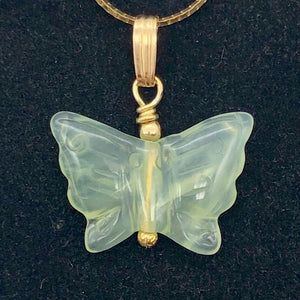 Flutter Carved Aventurine Butterfly 14Kgf Pendant | 1 1/4" Long | Green | - PremiumBead Alternate Image 2