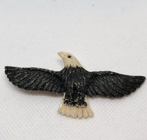 Soaring Bald Eagle - Large Hand Carved Button 10408C | 70x11.5x34mm | Cream and Black - PremiumBead Primary Image 1