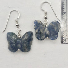Load image into Gallery viewer, Flutter Carved Sodalite Butterfly Sterling Silver Earrings | 1 1/4 inch long | - PremiumBead Alternate Image 4
