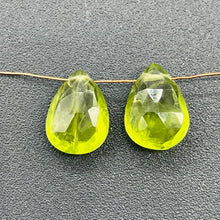 Load image into Gallery viewer, Gem! Faceted Untreated Peridot Briolette Beads Matched Pair | 10x7x5mm | 5.1tcw|
