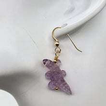 Load image into Gallery viewer, Fun! Amethyst Alligator 14Kgf Earrings | 1 5/8&quot; long | Purple | - PremiumBead Alternate Image 2
