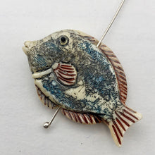Load image into Gallery viewer, Waterbuffalo Bone Tropical Fish | 37x18.5x6mm | Blue/Red/Black | 1 Bead - PremiumBead Alternate Image 4
