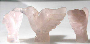 Lovely 2 Hand Carved Rose Quartz Dove Bird Beads | 18x18x7mm | Pink - PremiumBead Primary Image 1