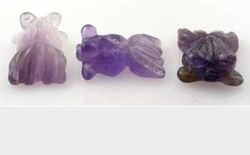 2 Carved Animal Amethyst Goldfish Beads | 20x14x8mm | Purple - PremiumBead Primary Image 1