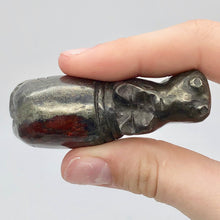 Load image into Gallery viewer, Hematite and Jasper Hippopotamus Figurine | 60x38x24mm | Graphite/Red | 89.9g - PremiumBead Alternate Image 5
