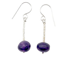Load image into Gallery viewer, Amethyst Roundel Bead Sterling Silver Drop/Dangle Earrings| 2.5&quot; Long | Purple |
