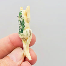Load image into Gallery viewer, Waterbuffalo Bone Leeping Frog | 54x20x9mm | Cream/Green/Black | 1 Bead | - PremiumBead Alternate Image 4
