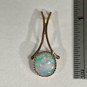 Opal 14K Gold Filled Oval Pendant | 1" Long | Red/Green | 1 Pendant |