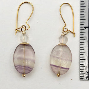 Enchanting Fluorite 15x10mm Bead Dangle 14K Gold Filled Earrings! | 1 1/2" Long|