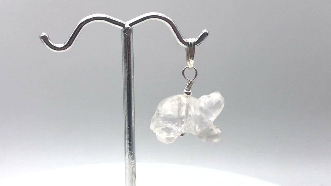 Carved Natural Quartz Bear and Sterling Silver Pendant 509252QZS