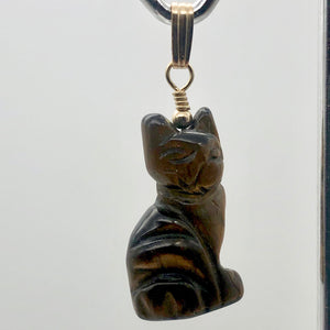 Tiger Eye Kitty Cat Pendant Necklace|Semi Precious Stone Jewelry|14kgf Pendant | - PremiumBead Alternate Image 8