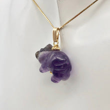 Load image into Gallery viewer, Amethyst Pig Pendant Necklace | Semi Precious Stone Jewelry | 14k Pendant - PremiumBead Alternate Image 8
