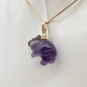 Amethyst Pig Pendant Necklace | Semi Precious Stone Jewelry | 14k Pendant - PremiumBead Alternate Image 8