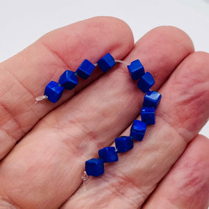 Exclusive Lapis Diagonal Drill Cube Bead Strand 108883