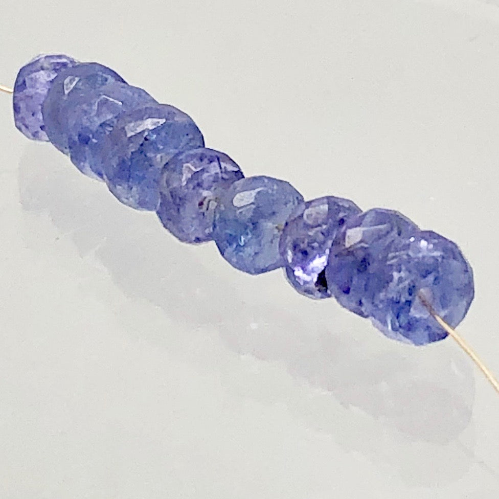 Tanzanite Faceted Roundel Beads | 4.5-5mm | Blue | 9 Bead(s)