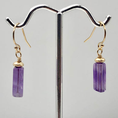 Royal Natural Amethyst 14K Gold Filled Drop Earrings | 1 1/4 inch long | - PremiumBead Primary Image 1