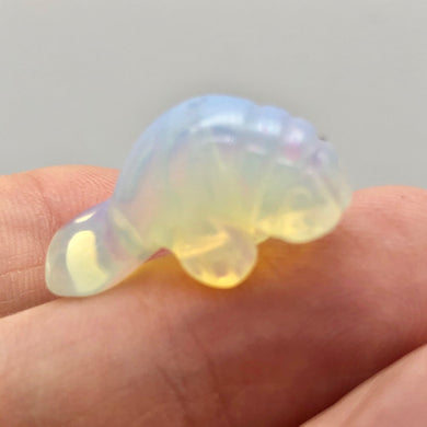 Grace! Opalized Glass Carved Manatee Figurine | 27x11x12mm | Opal - PremiumBead Primary Image 1