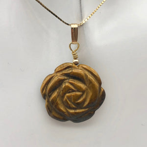 Hand Carved Tigereye Rose Flower 14K Gold Filled Pendant | 1.5" Long | 509290TEG - PremiumBead Alternate Image 6