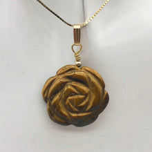 Load image into Gallery viewer, Tiger&#39;s Eye Rose Pendant Necklace | Semi Precious Stone Jewelry | 14k Pendant
