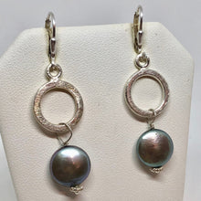 Load image into Gallery viewer, Perfect Moonrise Freshwater Pearl and Silver Circle Chain Earrings 309408 - PremiumBead Alternate Image 3
