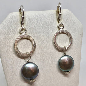 Perfect Moonrise Freshwater Pearl and Silver Circle Chain Earrings 309408 - PremiumBead Alternate Image 3