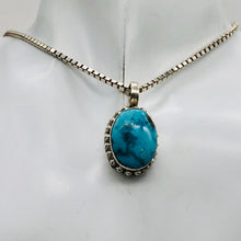 Load image into Gallery viewer, Turquoise Sterling Silver Native Oval Pendant | 1 1/4&quot; Long | Blue/Silver |
