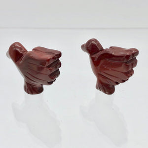 2 Hand Carved Brecciated Jasper Dove Bird Beads | 25.5x19x5.5mm | Red - PremiumBead Alternate Image 7