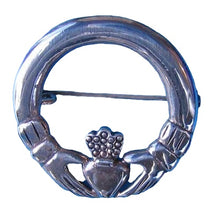 Load image into Gallery viewer, Love! Celtic Sterling Silver Claddagh Brooch Pin 10107

