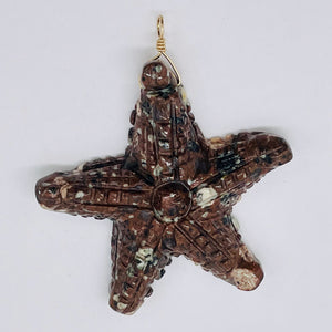 Starfish 14K Gold Filled Starfish | 2 1/2" Long | Brown White | 1 Pendant