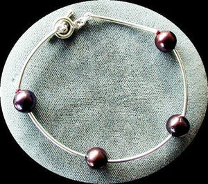 Black Grape Pearl Sterling Silver Bracelet Earrings and Necklace 3948 - PremiumBead Alternate Image 3