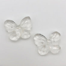 Load image into Gallery viewer, Fluttering 2 Hand Carved Quartz Butterfly Beads | 21x18x5mm | Clear - PremiumBead Alternate Image 2
