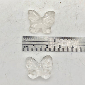 Fluttering 2 Hand Carved Quartz Butterfly Beads | 21x18x5mm | Clear - PremiumBead Alternate Image 5
