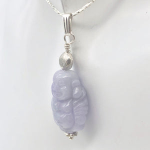 Hand Carved Lavender Jade Buddha Pendant with Silver Findings | 1 5/8" Long - PremiumBead Alternate Image 8