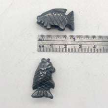 Load image into Gallery viewer, Swimming 2 Hand Carved Hematite Koi Fish Beads | 23x11x5mm | Silver black - PremiumBead Alternate Image 2
