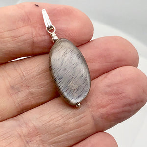 Moonstone Chatoyant Sterling Silver Drop Pendant | 1 1/2" Long | Silver Gray |