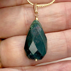 Hand Made Bloodstone Focal Pendant with 14K Gold Filled Findings | 1 1/2" Long