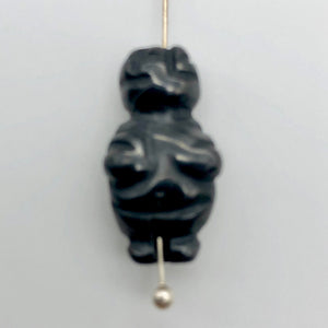 2 Carved Hematite Goddess of Willendorf Beads | 20x9x7mm | Silver black - PremiumBead Alternate Image 3
