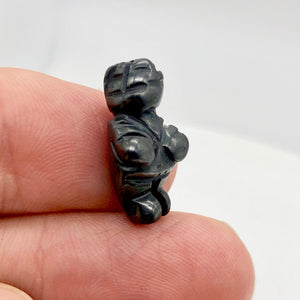2 Carved Hematite Goddess of Willendorf Beads | 20x9x7mm | Silver black - PremiumBead Alternate Image 4