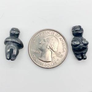 2 Carved Hematite Goddess of Willendorf Beads | 20x9x7mm | Silver black - PremiumBead Alternate Image 6