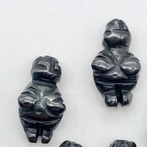 2 Carved Hematite Goddess of Willendorf Beads | 20x9x7mm | Silver black - PremiumBead Primary Image 1