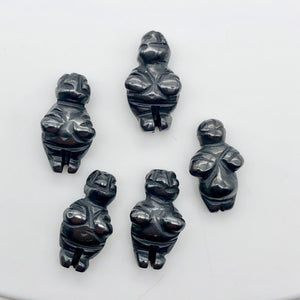 2 Carved Hematite Goddess of Willendorf Beads | 20x9x7mm | Silver black - PremiumBead Alternate Image 7