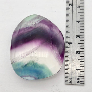 Purple/Clear/Teal Fluorite Freeform Pendant Bead! | 39x32mm | Purple | Oval | - PremiumBead Primary Image 1