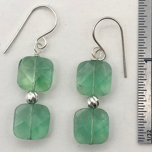 Fluorite Sterling Silver Dangle | 1.5" Long | Green | 1 Earrings |