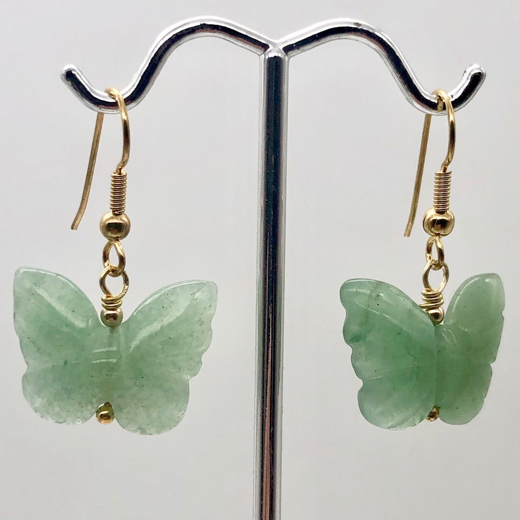 Aventurine Butterfly 14Kgf Gold Earrings | Semi Precious Stone Jewelry | - PremiumBead Primary Image 1