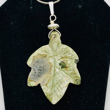 Load image into Gallery viewer, Ryolite Rain Tree Jasper Sterling Silver Leaf Pendant|2&quot; Long |Green | 1 Pendant
