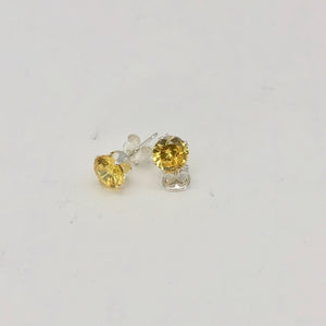 November Birthstone 5mm Lab Citrine Sterling Silver Earrings - PremiumBead Alternate Image 2